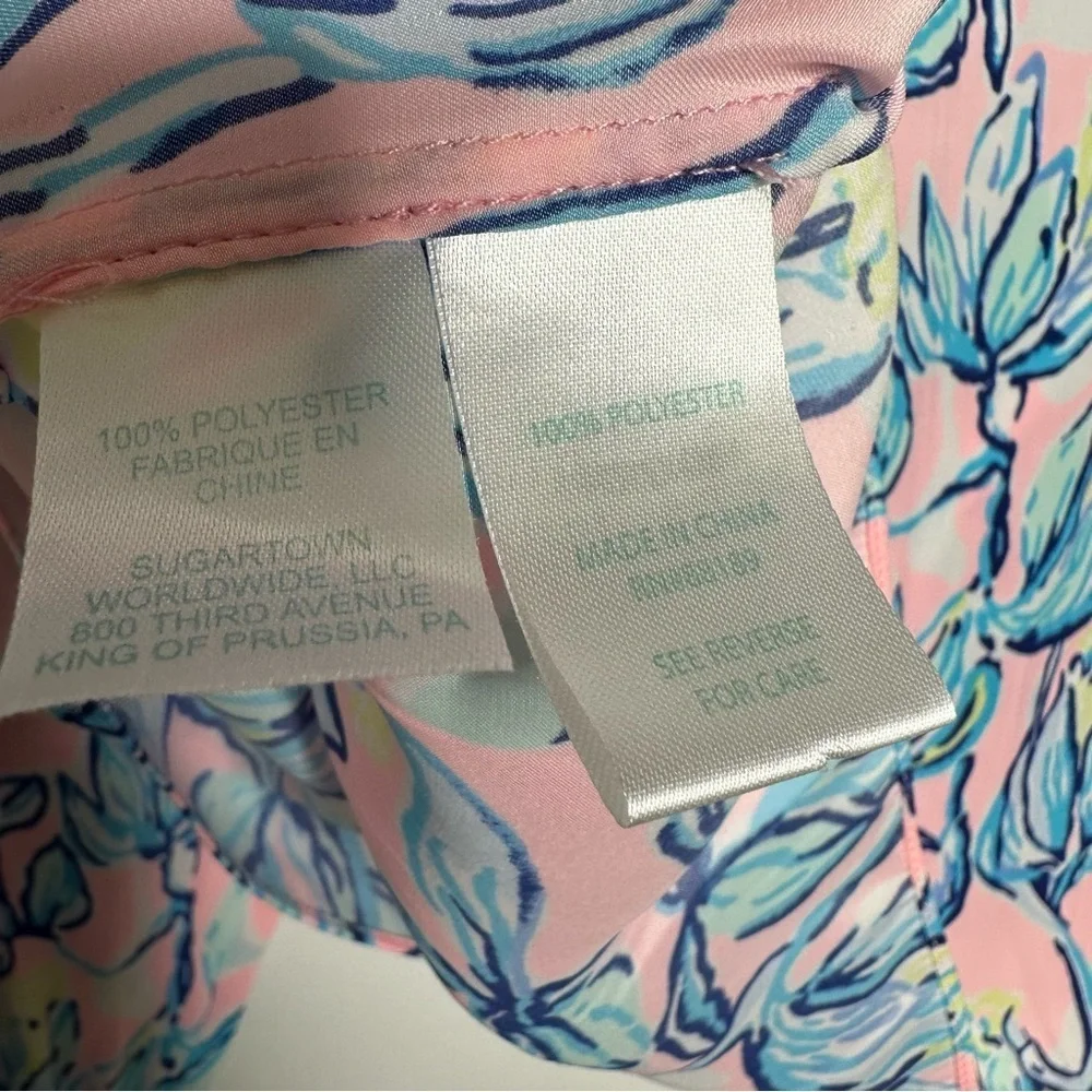 Lilly Pulitzer Maisel Blouse in Sweet Pea Pink Chasing The Sun Size Small